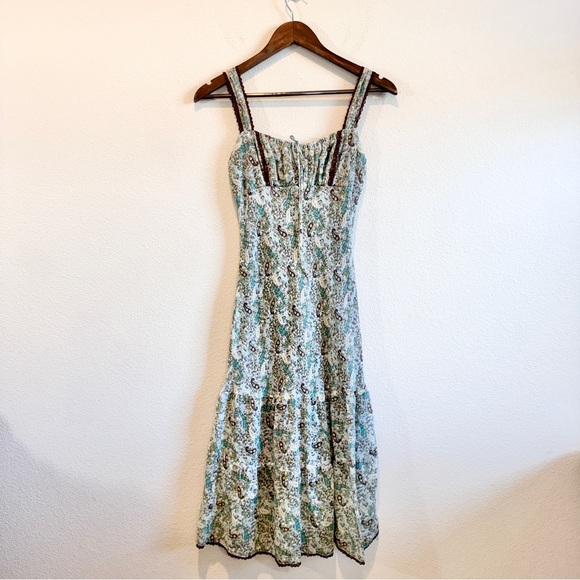 Cottagecore Paisley Midi Dress Boho Prairie Meadow S - Picture 2 of 11